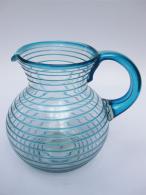  / Jarra de vidrio soplado con espiral azul aqua